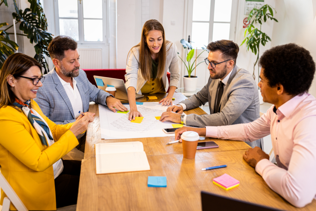 group of business people having a meeting in office