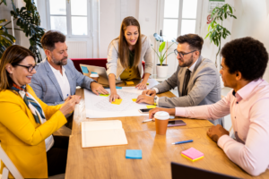 group of business people having a meeting in office