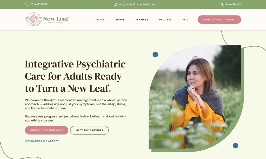 New Leaf Mental Health website by Neil Amponin